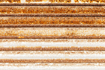 rusty Rolled Steel Shutter Door closed. metal background