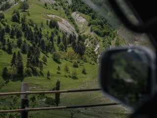 driving through the mountains