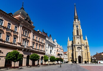 Fototapeta premium Novi Sad square and architecture street view, Vojvodina region. Serbia