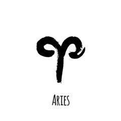 Horoscope sign: Aries for predictions. hand drawn symbol. Vector file on white background