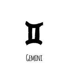 Horoscope sign: Gemini for predictions. hand drawn symbol. Vector file on white background