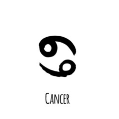 Horoscope sign: cancer for predictions. hand drawn symbol. Vector file on white background