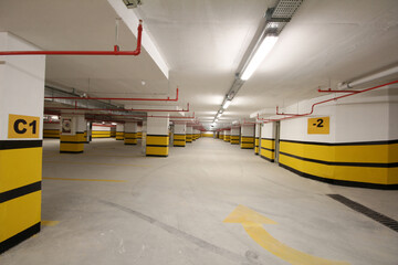 Fototapeta premium empty and closed underground garage