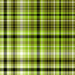 Seamless pattern in fresh green, black and white colors for plaid, fabric, textile, clothes, tablecloth and other things. Vector image.