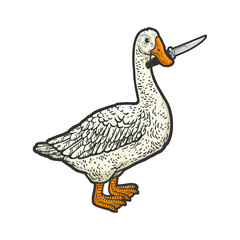 goose with knife line art sketch raster