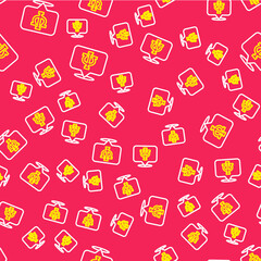 Line Psychology icon isolated seamless pattern on red background. Psi symbol. Mental health concept, psychoanalysis analysis and psychotherapy. Vector
