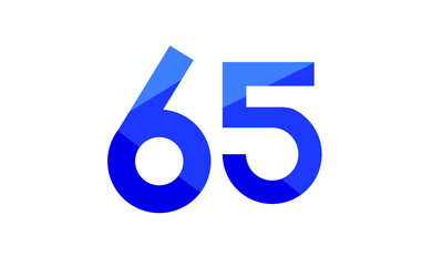 65 Number Modern Flat Blue Logo