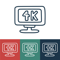 Linear vector icon with TV