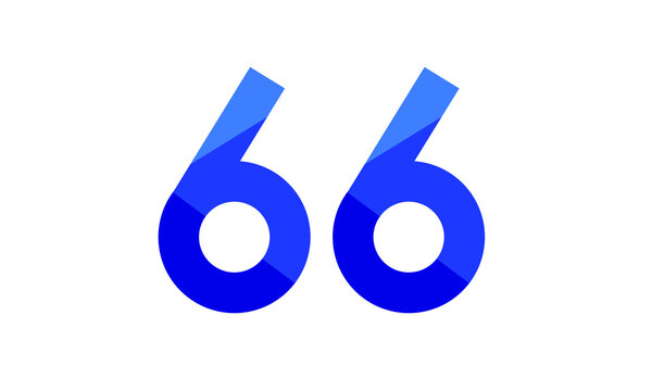 66 Number Modern Flat Blue Logo