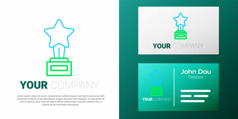 Line Movie trophy icon isolated on white background. Academy award icon. Films and cinema symbol. Colorful outline concept. Vector