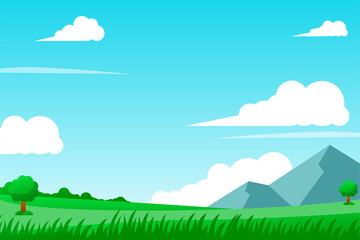 Obraz premium Field landscape vector in cartoon style suitable for background or illustration