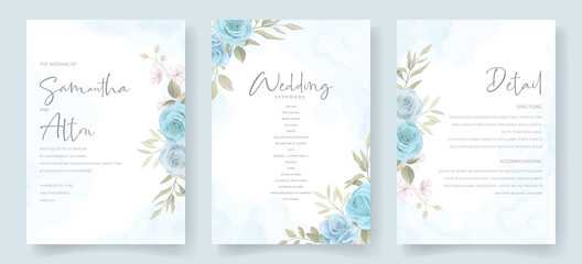 Fototapeta na wymiar Elegant wedding card template with blooming rose ornament