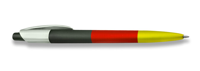 Kugelschreiber in Deutschen Farben auf weissem Hintergrund schwarz rot gold