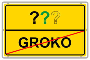 Groko und Jamaika-Koalition und gelbes Schild