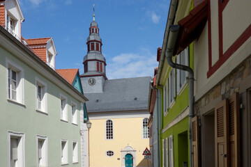 alzey, amtgasse und kleine kirche