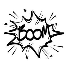 Doodle hand drawn of Comic Style Bubbles. with handwritten phrases boom. use for concept design. vector illustration