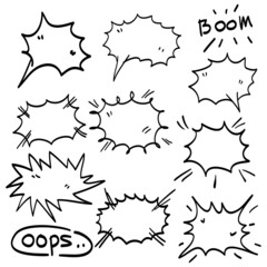 Doodle set of Comic Style Bubbles. use for concept design. vector illustration