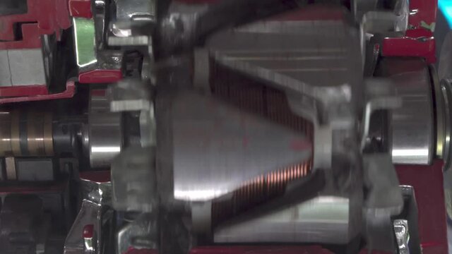 Rotation of the car starter in the section