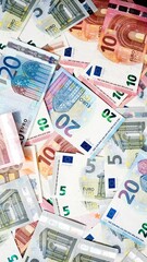 Background with money, Banknotes of the european union. Vertical mobile format 9:11 for smartpone, stories