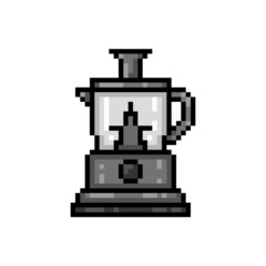 8 bit pixel art food processor symbol isolated on white background. Kitchen appliance. Cooking device icon. Old school vintage retro 80s, 90s 2d computer, video game, slot machine graphics.