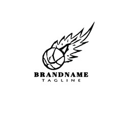 basketball on fire cartoon logo icon template black isolated vector illustration