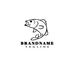 animal fish cartoon logo template icon design black isolated illustration