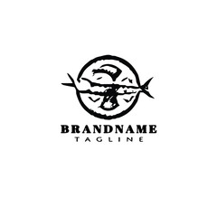 animal fish cartoon logo simple icon design black isolated vector illustration