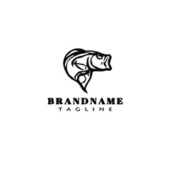 animal fish cartoon logo template icon simple black isolated vector illustration