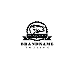 Fototapeta premium animal fish cartoon logo template icon flat black isolated vector illustration