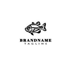 animal fish cartoon logo template icon design black cute vector illustration