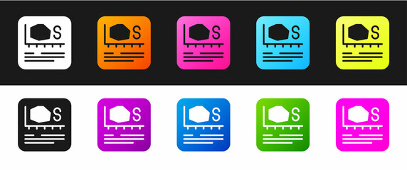 Set Area measurement icon isolated on black and white background. Vector