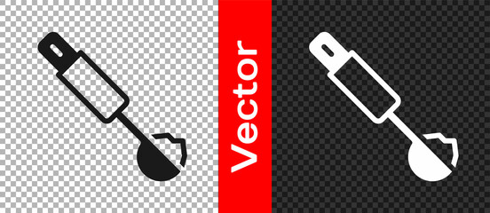 Black Measuring spoon icon isolated on transparent background. Vector