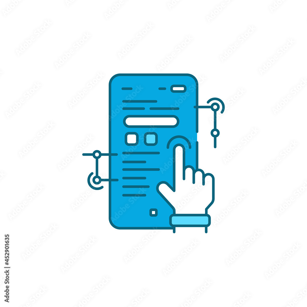 Poster app development color line icon. pictogram for web page,