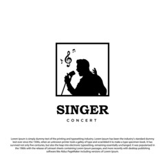Singer  Logo. Classic Silhouette singer Logo Design Vector Illustration