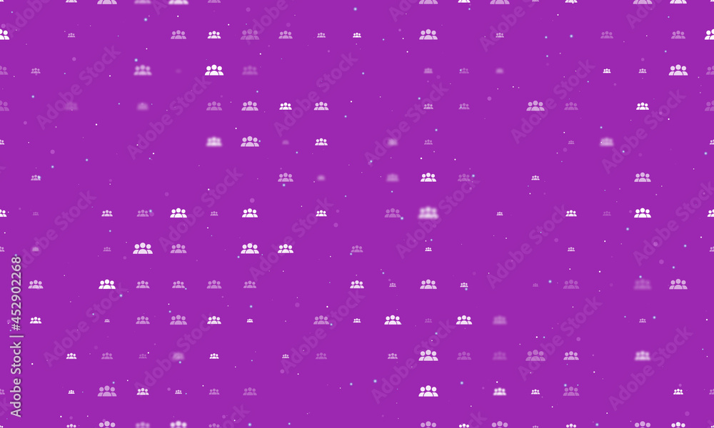 Poster seamless background pattern of evenly spaced white people symbols of different sizes and opacity. ve
