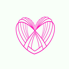 Heart logo.Love symbol with decorative lines isolated on light fund.Ornate icon.Celebration shape.Playful st. Valentine sign.Romance concept.Artistic style vector illustration.