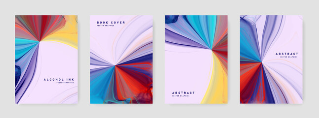 Abstract rainbow brochure A4 cover layout with alcohol ink texture, original background for print materials, booklet template design for business, watercolor texture, wallpaper