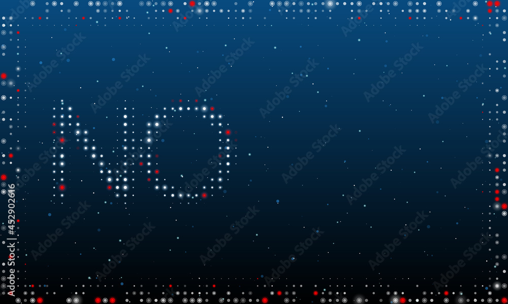 Poster on the left is the no symbol filled with white dots. pointillism style. abstract futuristic frame of