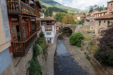 potes village with stone houses and bridge