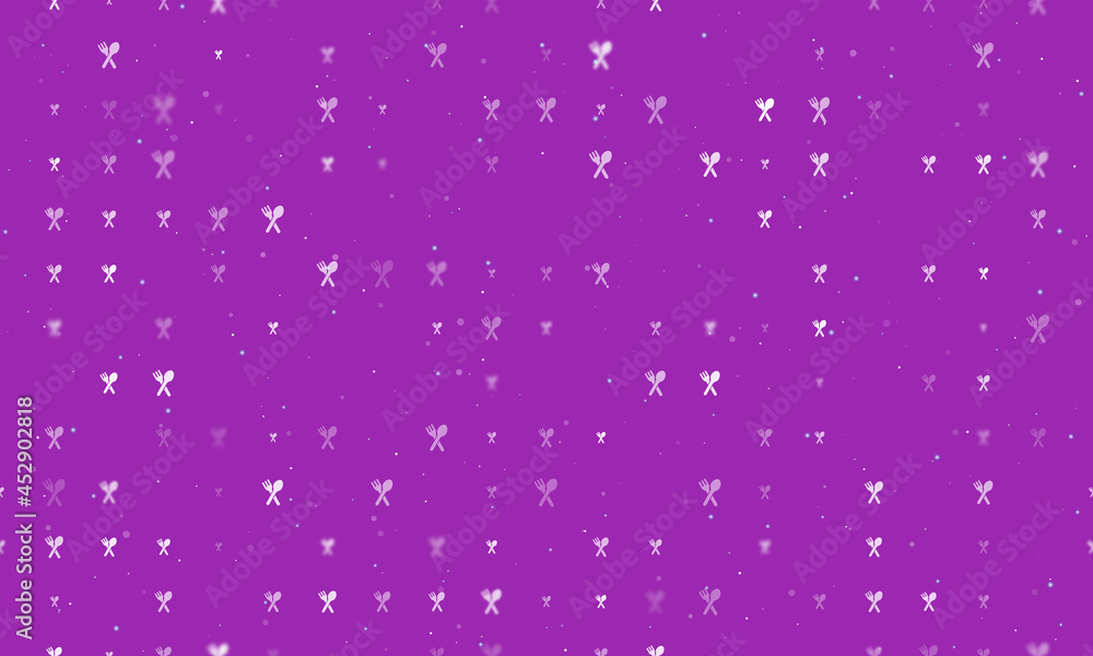 Poster seamless background pattern of evenly spaced white dinner time symbols of different sizes and opacit