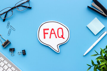 Business concept faq frequently asked questions on office table