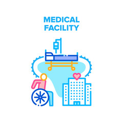 Medical Facility Vector Icon Concept. Medical Facility Building For Patient Treatment And Rehabilitation, Care And Healing Human Health In Hospital. Professional Healthcare Color Illustration