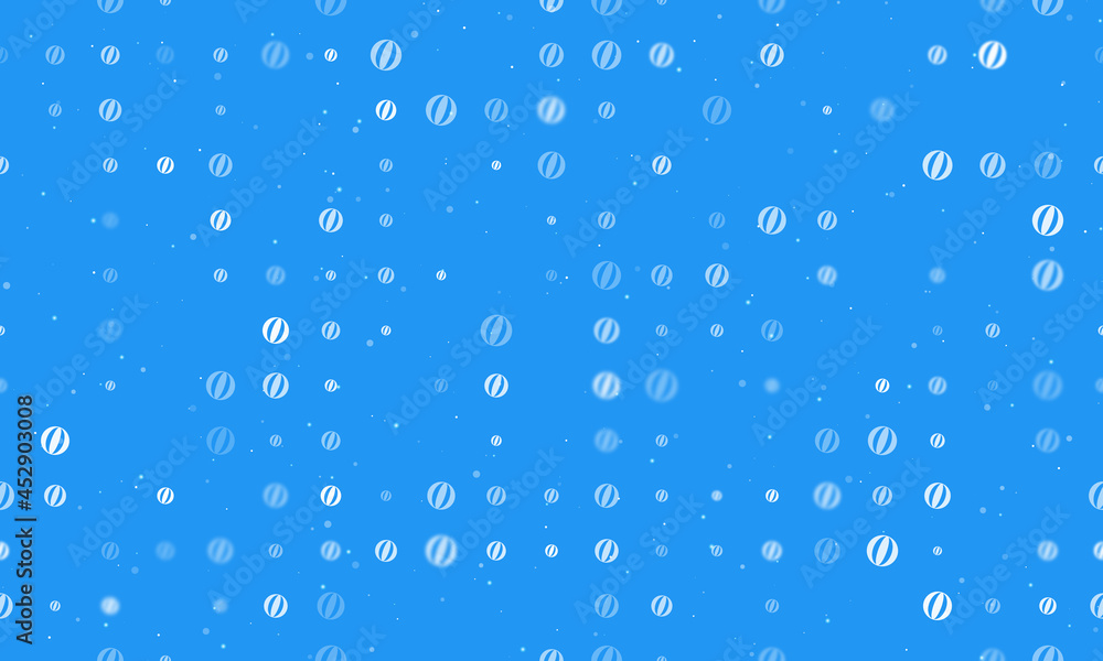 Poster seamless background pattern of evenly spaced white beach ball symbols of different sizes and opacity