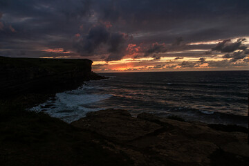 sunset on the cliff of El Bolao in Cantabria