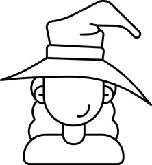 witch-girl costume, line vector icon