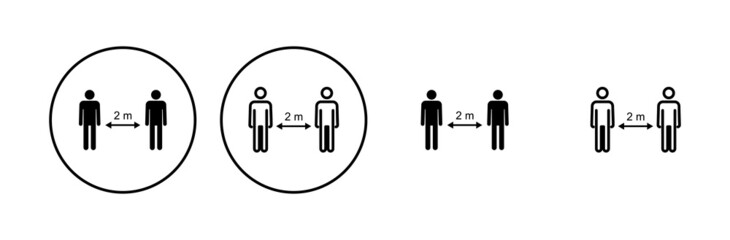 Social distance icon set. social distancing icon. self quarantine sign