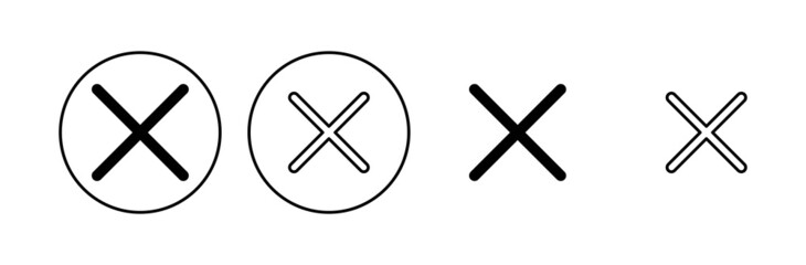 Close icon set. Delete icon vector. cross sign