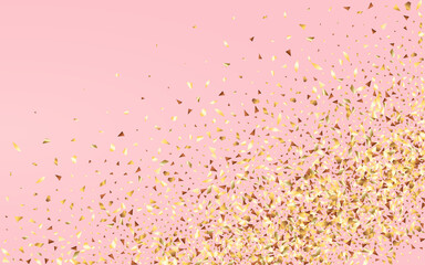 Yellow Sequins Paper Vector Pink Background.