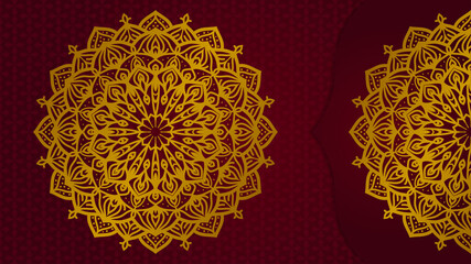 golden mandala art with luxurious pattern background for web or print vector design element
