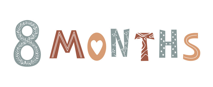 Eight month baby lettering in Scandinavian style